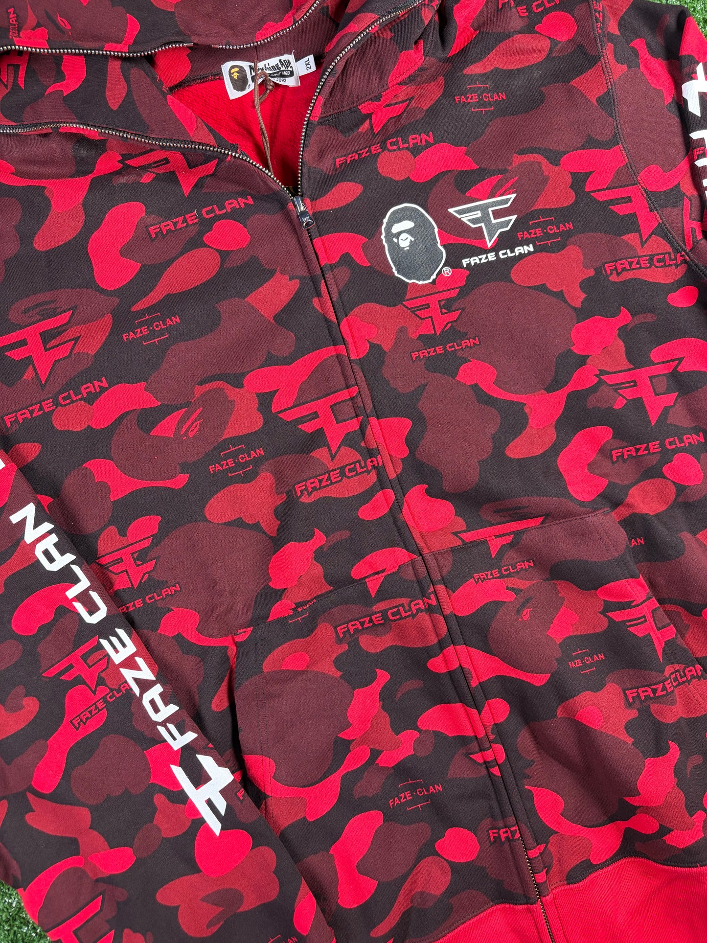 BAPE x Faze Clan Red Camo Full Zip Hoodie Size XXL