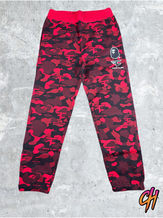 BAPE X Faze Clan Red Camo Sweatpants Size Large