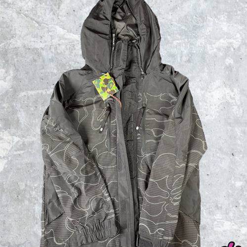 BAPE Text Code Camo Hooded Black Jacket Size Medium