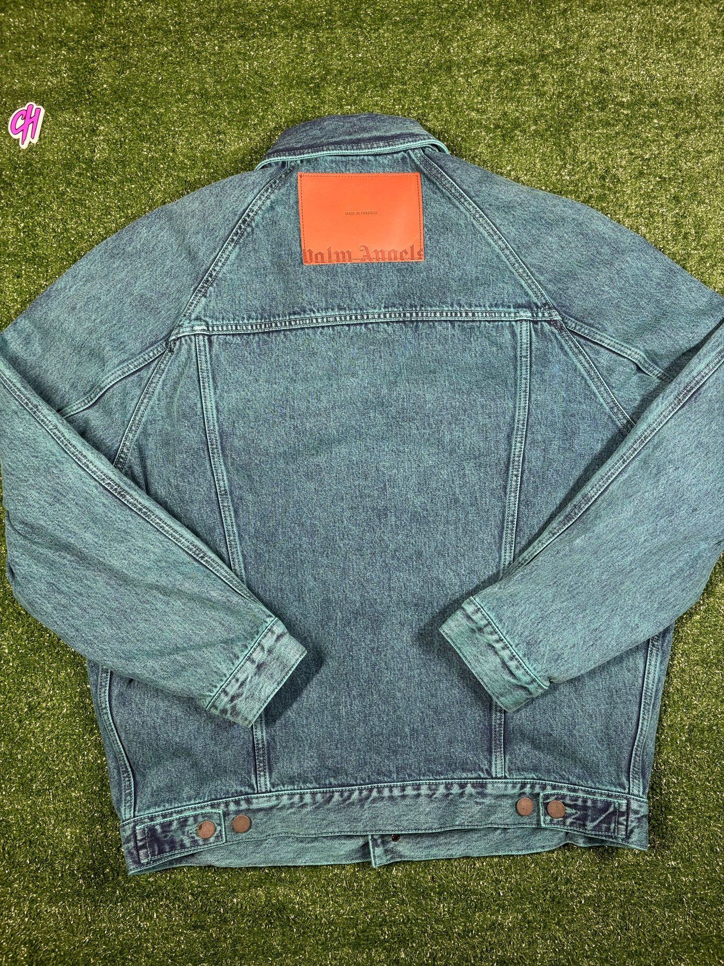 Palm Angels Light Wash Sunset Loose Denim Jacket Size Medium