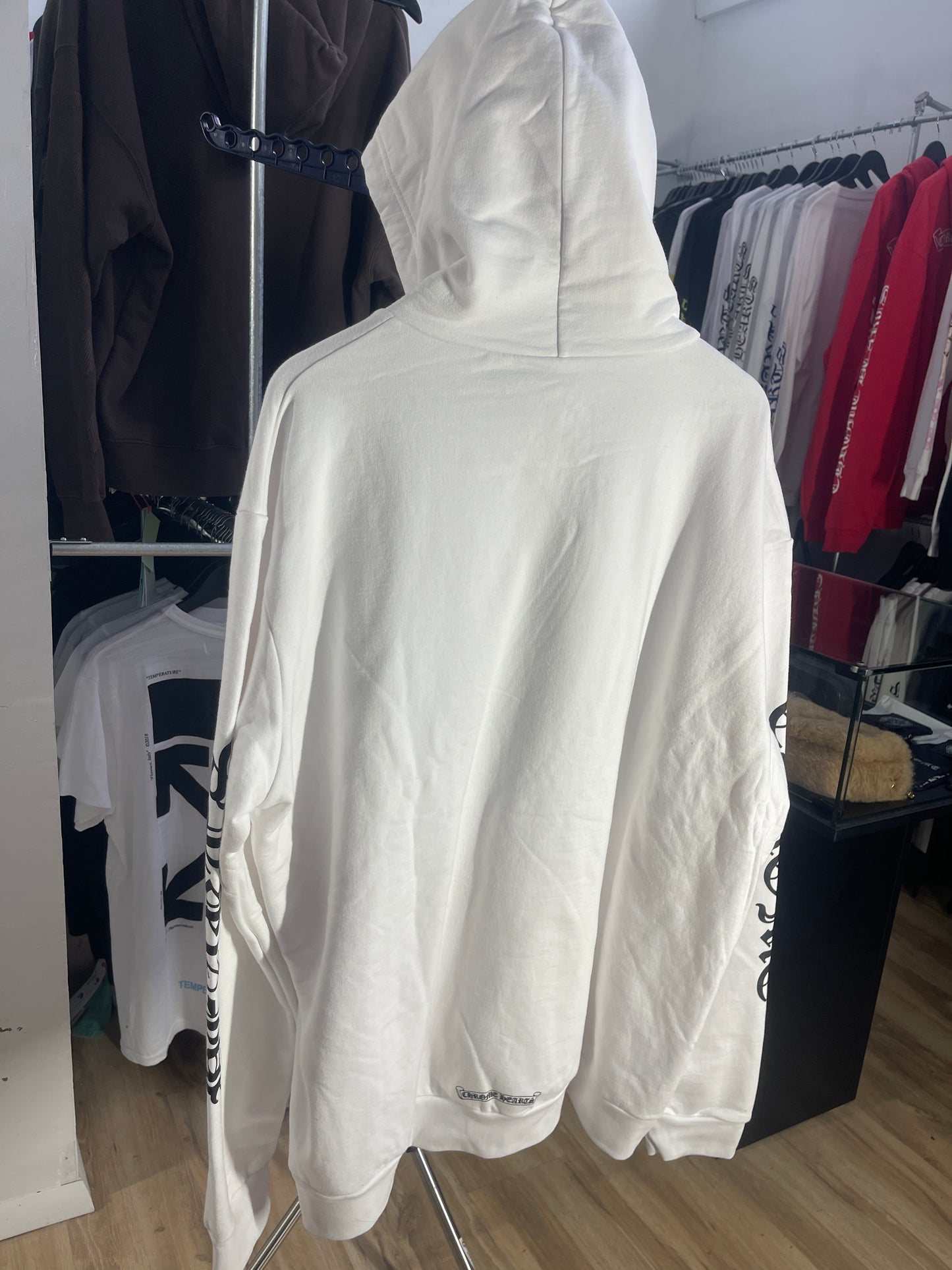 Chrome Hearts Vertical Logo Pullover Hoodie - White - Size XXL
