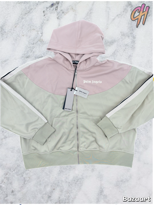 Palm Angels Two Tone 'Beige/Rose' Hooded Track Jacket Size XL (MSRP: $625.00)