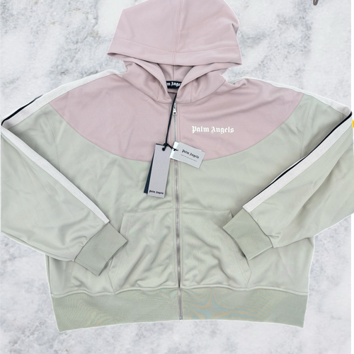 Palm Angels Two Tone 'Beige/Rose' Hooded Track Jacket Size XL (MSRP: $625.00)