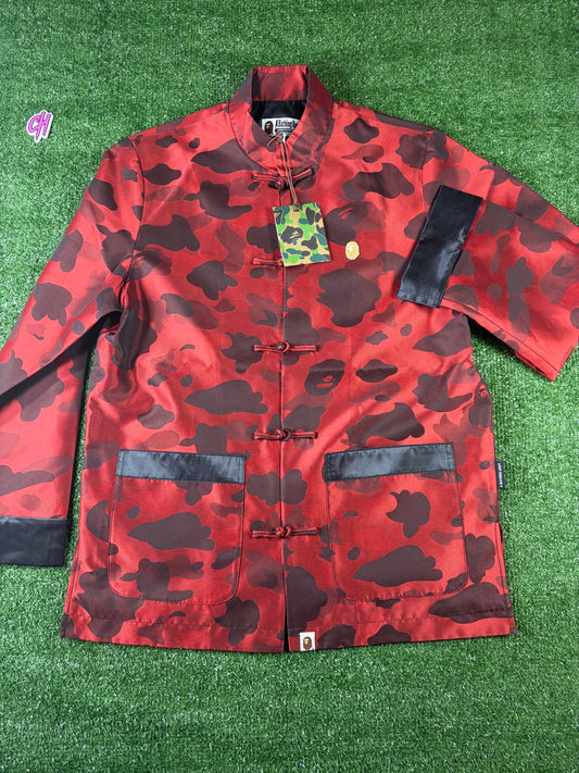 Bape Red Color Camo Padded Chinese Jacket Size XXL