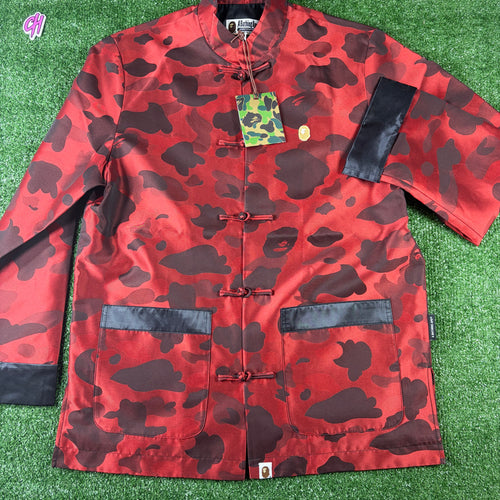 Bape Red Color Camo Padded Chinese Jacket Size Medium