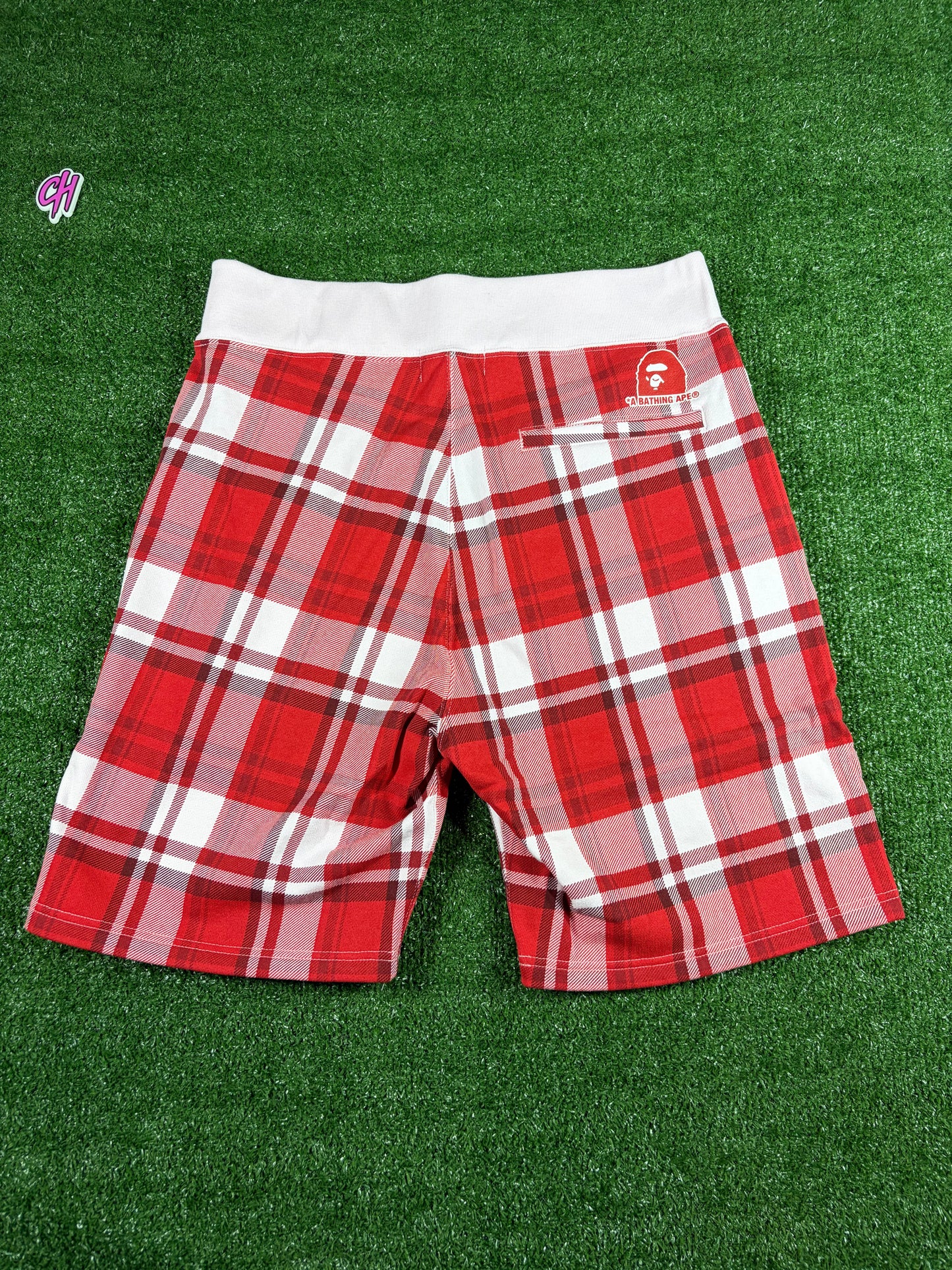 BAPE London Exculsive Red Check Sweatshorts Size XL