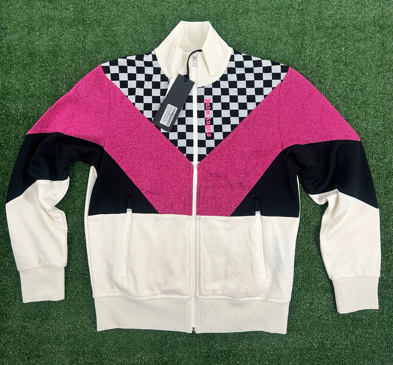 Palm Angels Checkered Track Jacket Black White Fuchsia Size Large
