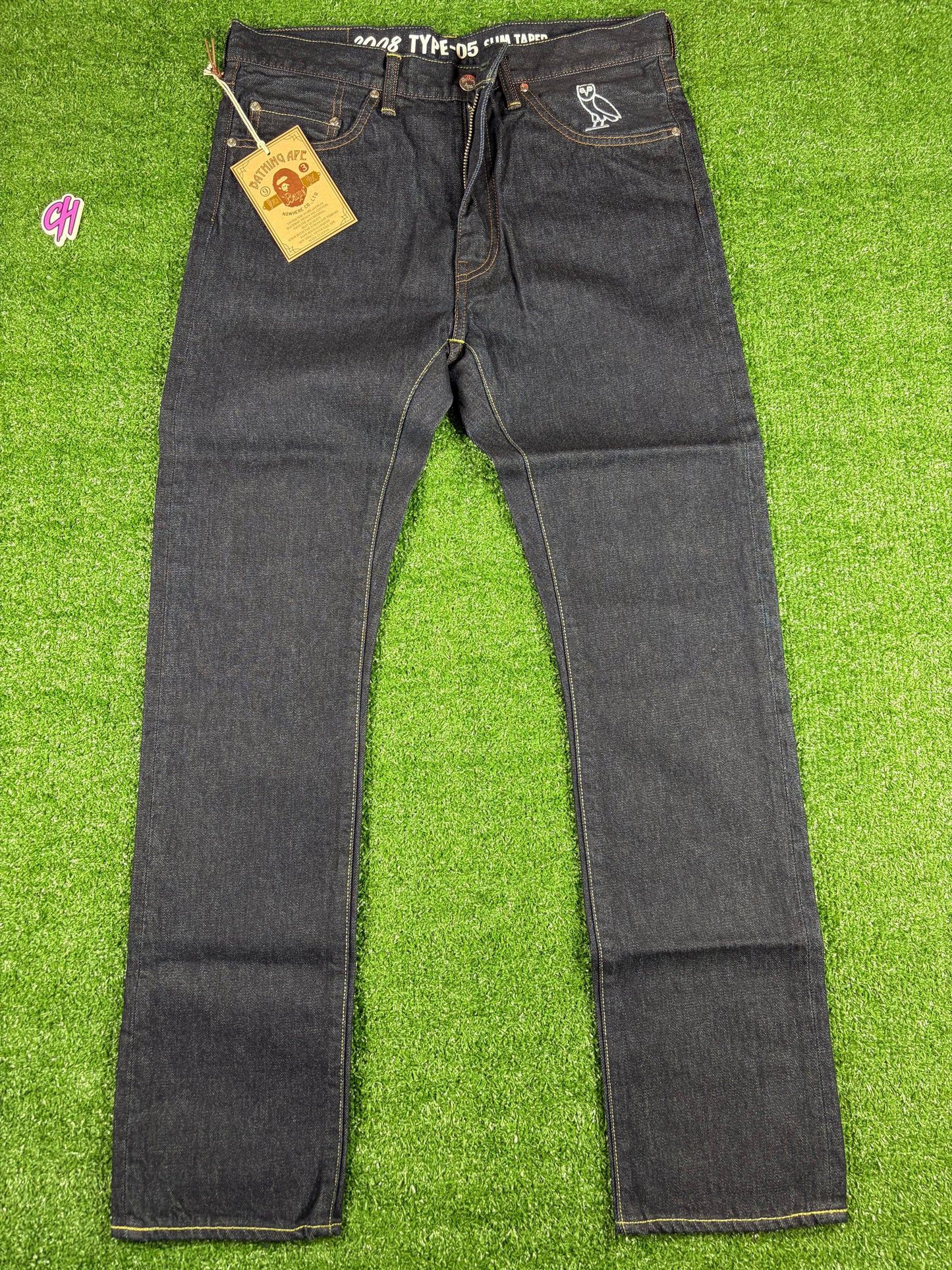 BAPE X OVO 2008 Type-05 Navy Denim Pants Size Medium