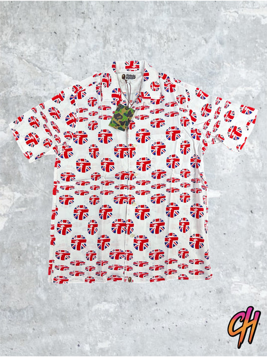 Bape London Union Jack Button-Up S/S Shirt Size Medium