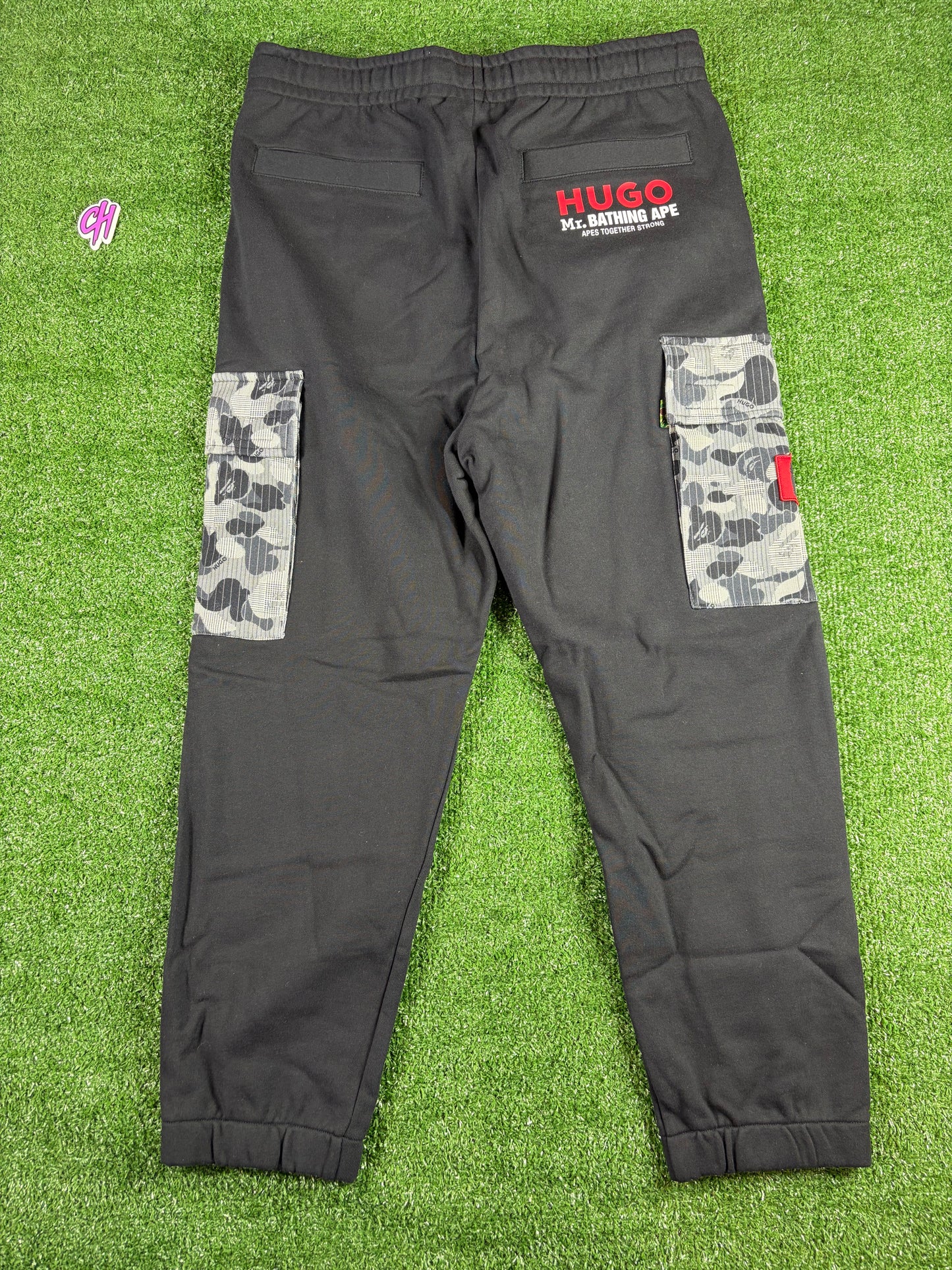 BAPE x Hugo Boss Camo Black Cargo Sweatpants Size XL