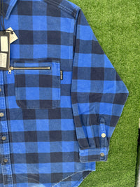 Palm Angels Curved Logo Blue/White Checkered Overshirt Size 50
