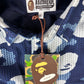 Bape Blue Waffle Thermal Camo Button-Up Shirt Size Large