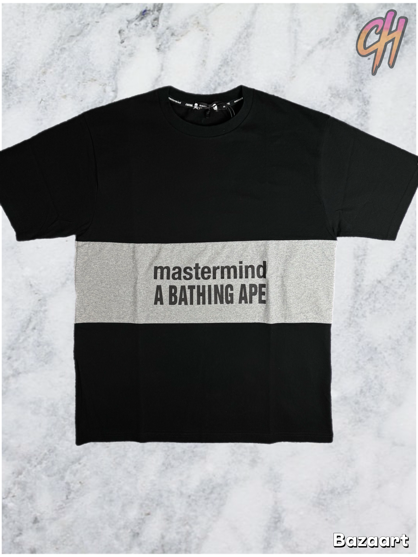 Mastermind X Bape Stripe College Black T-Shirt Size Small