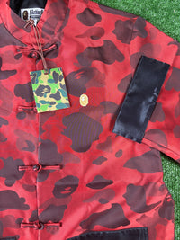 Bape Red Color Camo Padded Chinese Jacket Size Medium