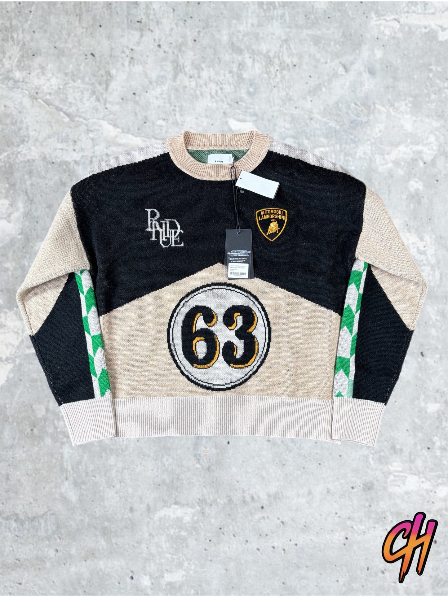 Men's RHUDE X Lamborghini Authentic Knitted Crewneck Sweater SM MSRP: $2,360