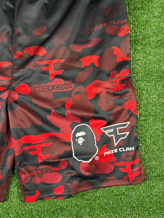 Bape X Faze Clan Red Camo Game Shorts Size XL