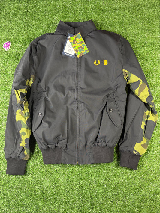 Bape X Fred Perry Black Harrington Jacket Size Large