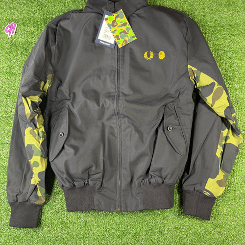 Bape X Fred Perry Black Harrington Jacket Size Medium