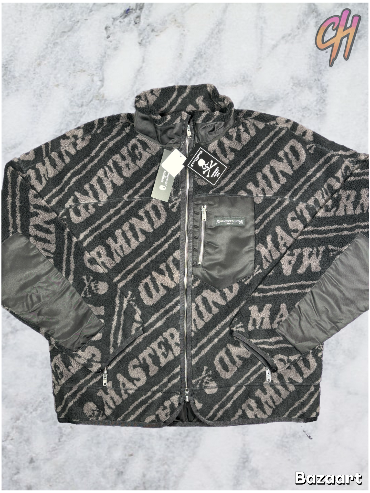 Mastermind Vs. Bape 'All Over' Black Sherpa Blouson Size Medium (MSRP: $2,275)
