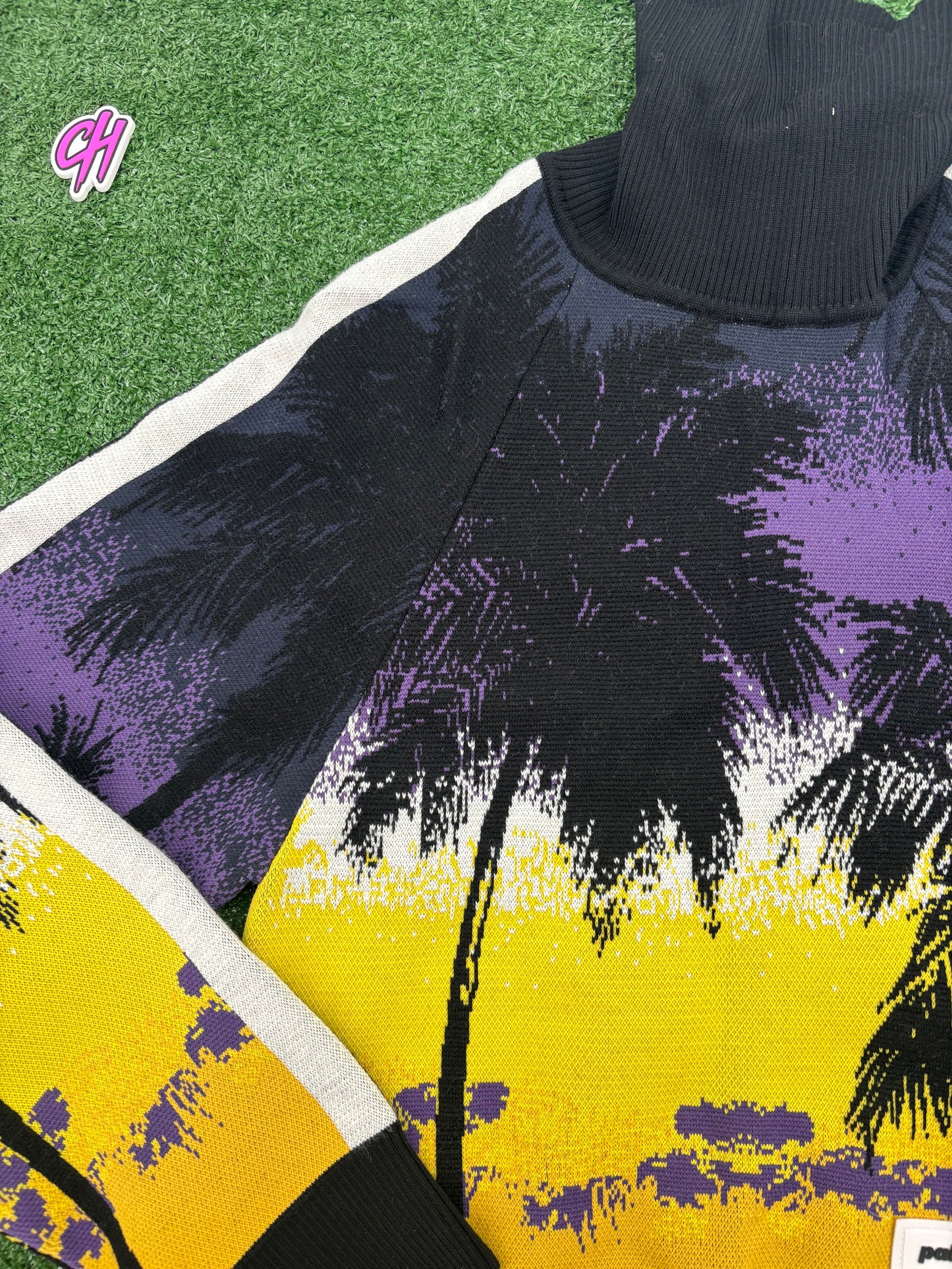 Palm Angels Womens Sunset Turtleneck Sweater Purple Black Size Small