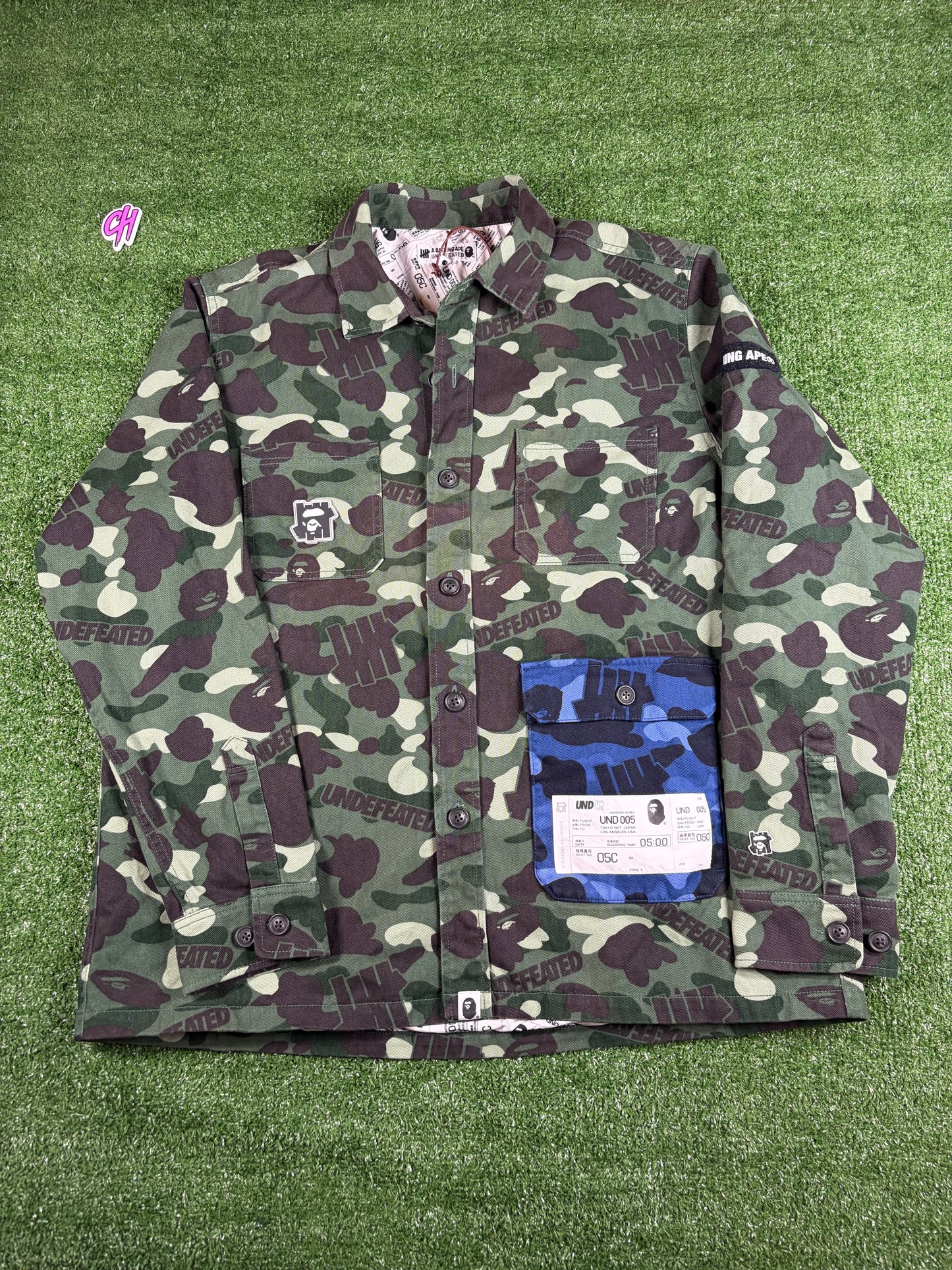 BAPE X Undefeated Color Camo Flannel Jacket Size XL