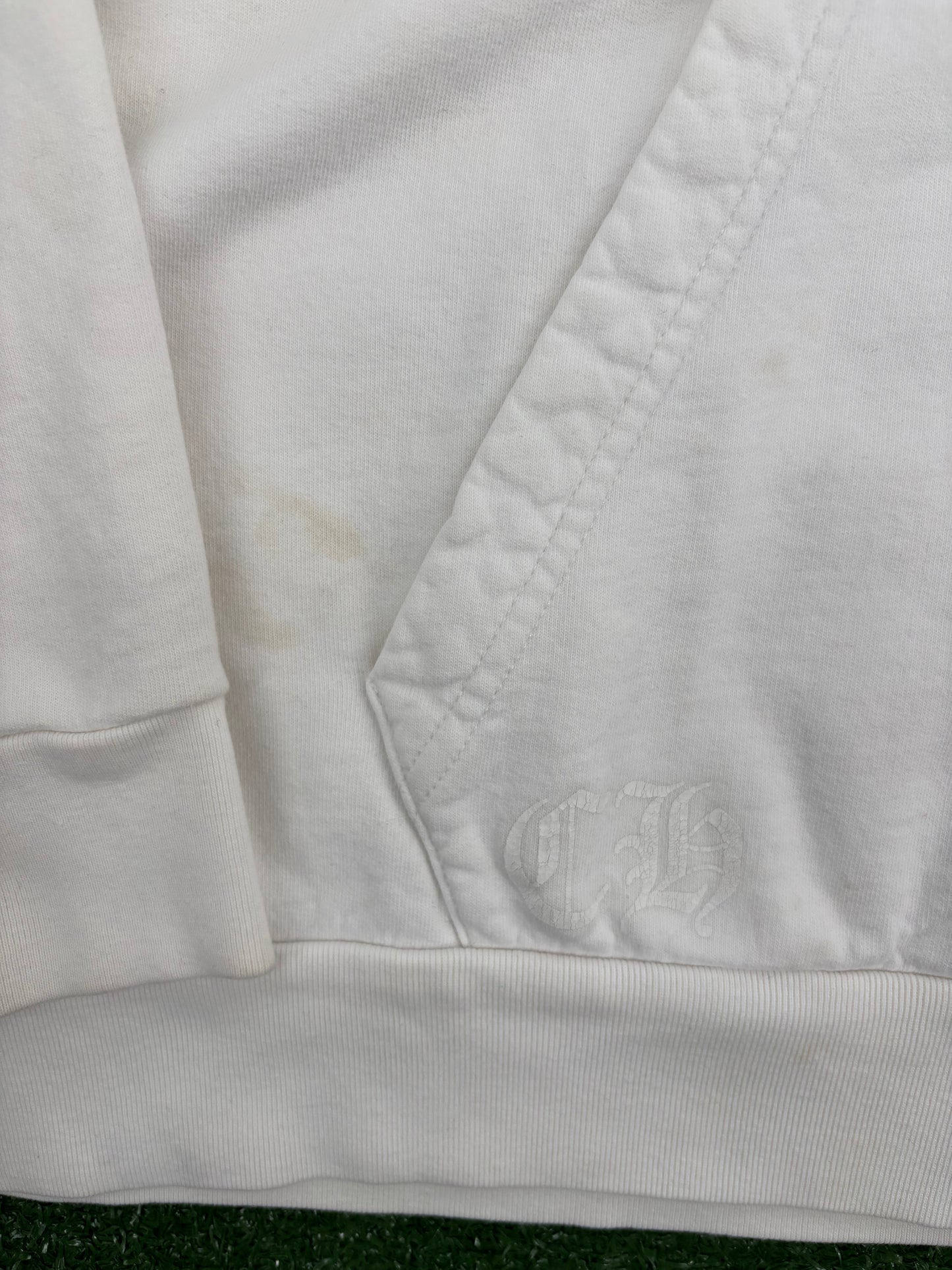 Chrome Hearts "F You' T-Bar Logo White Zip-Up Hoodie Size Large