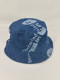 Bape X Mastermind World Indigo Denim Bucket Hat Size Medium