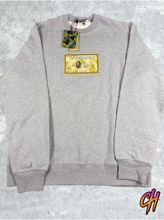 BAPE X OVO Gold Card Crewneck Sweater Size XL