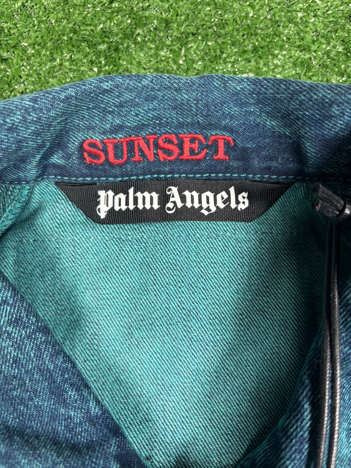Palm Angels Light Wash Sunset Loose Denim Jacket Size Medium