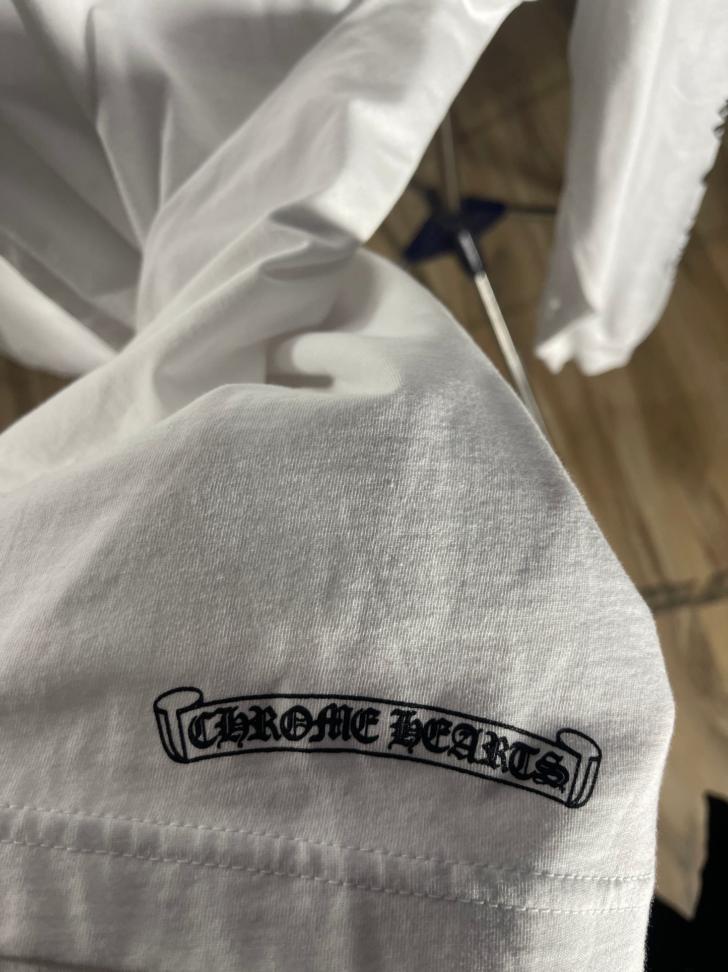 Chrome Hearts Scroll Logo White Pocket L/S T-Shirt Size Small