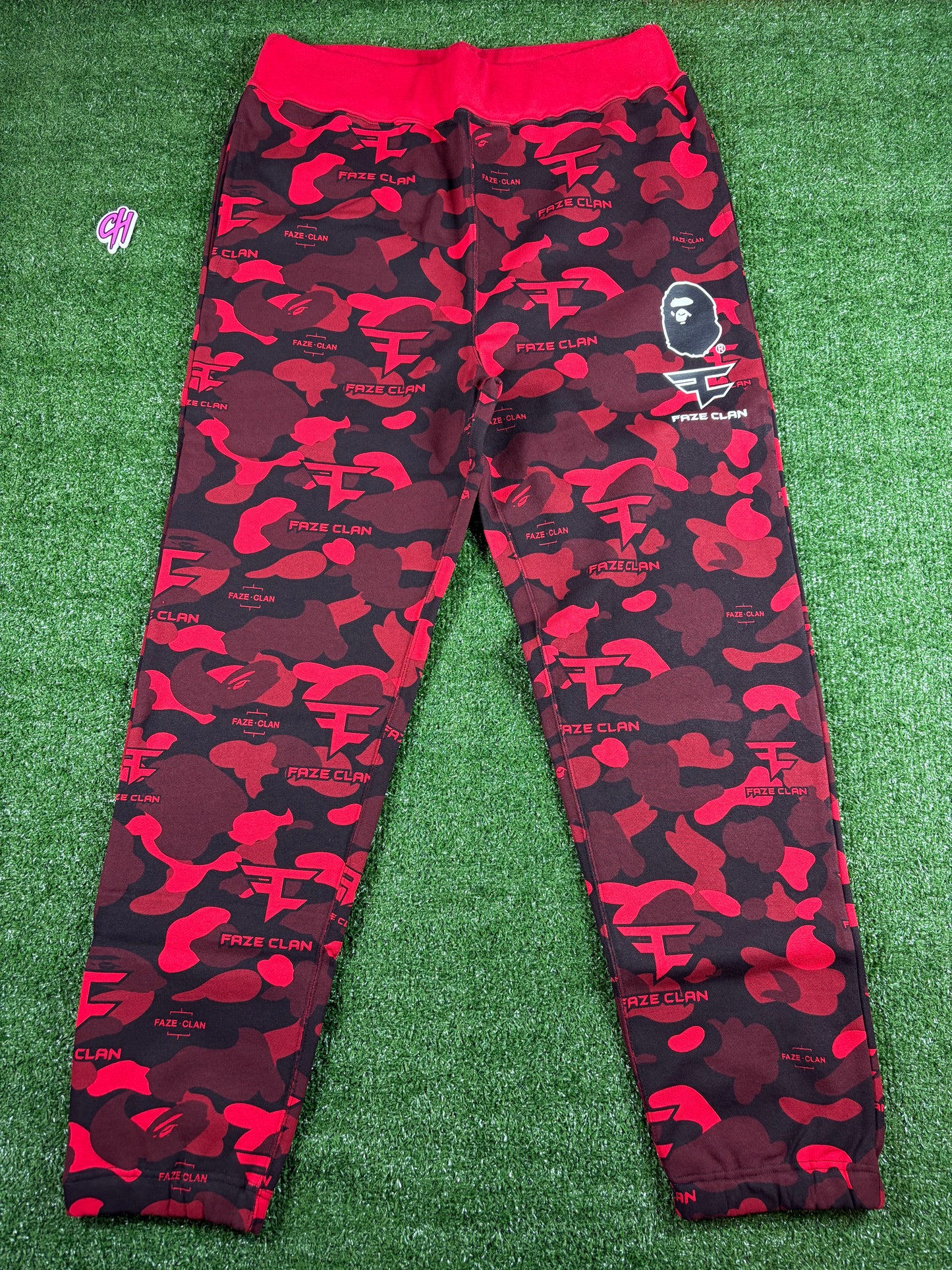BAPE X Faze Clan Red Camo Sweatpants Size Large