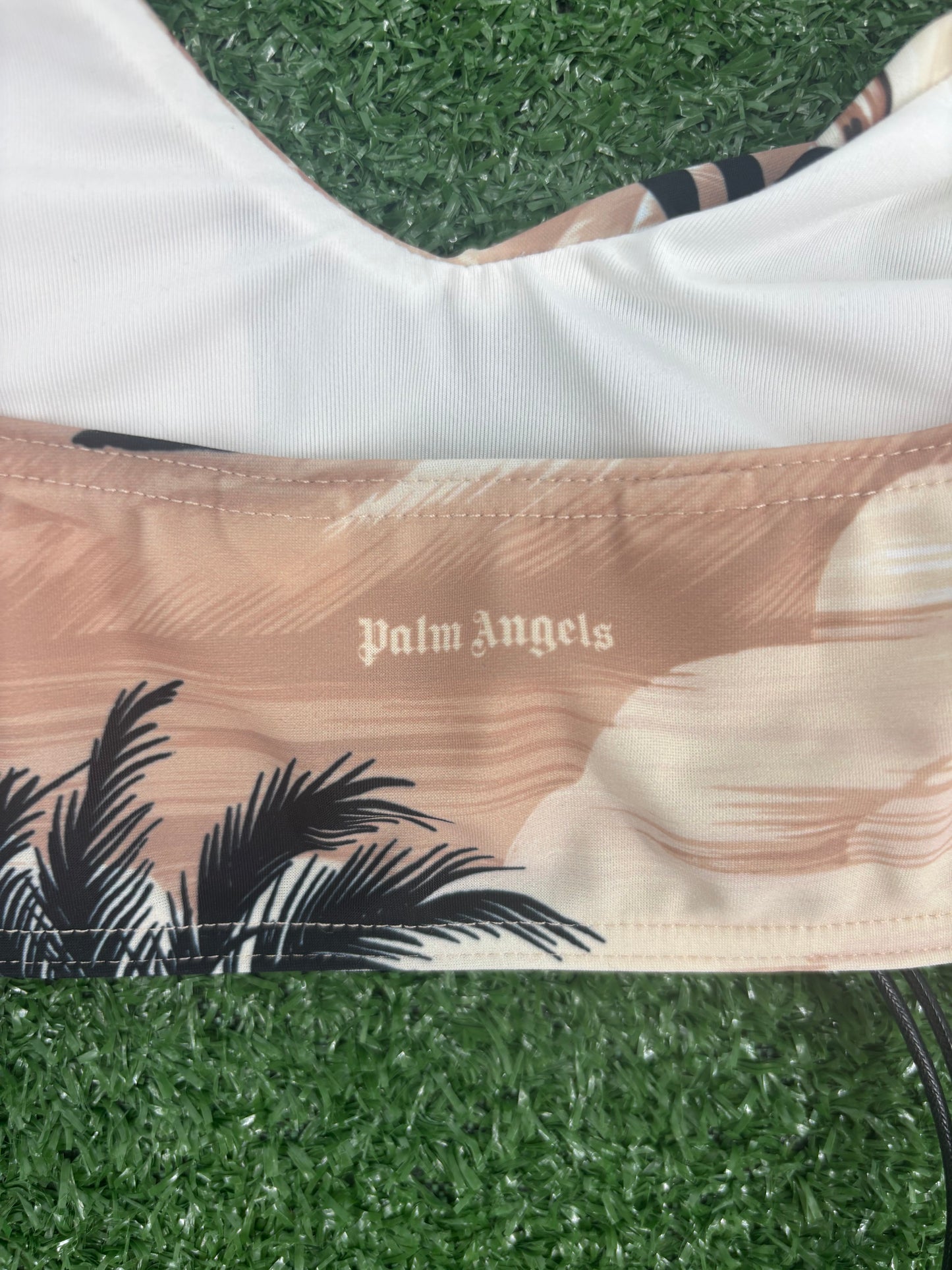 Palm Angels Women's Hawain Dream Beige Bikini Top Size Medium