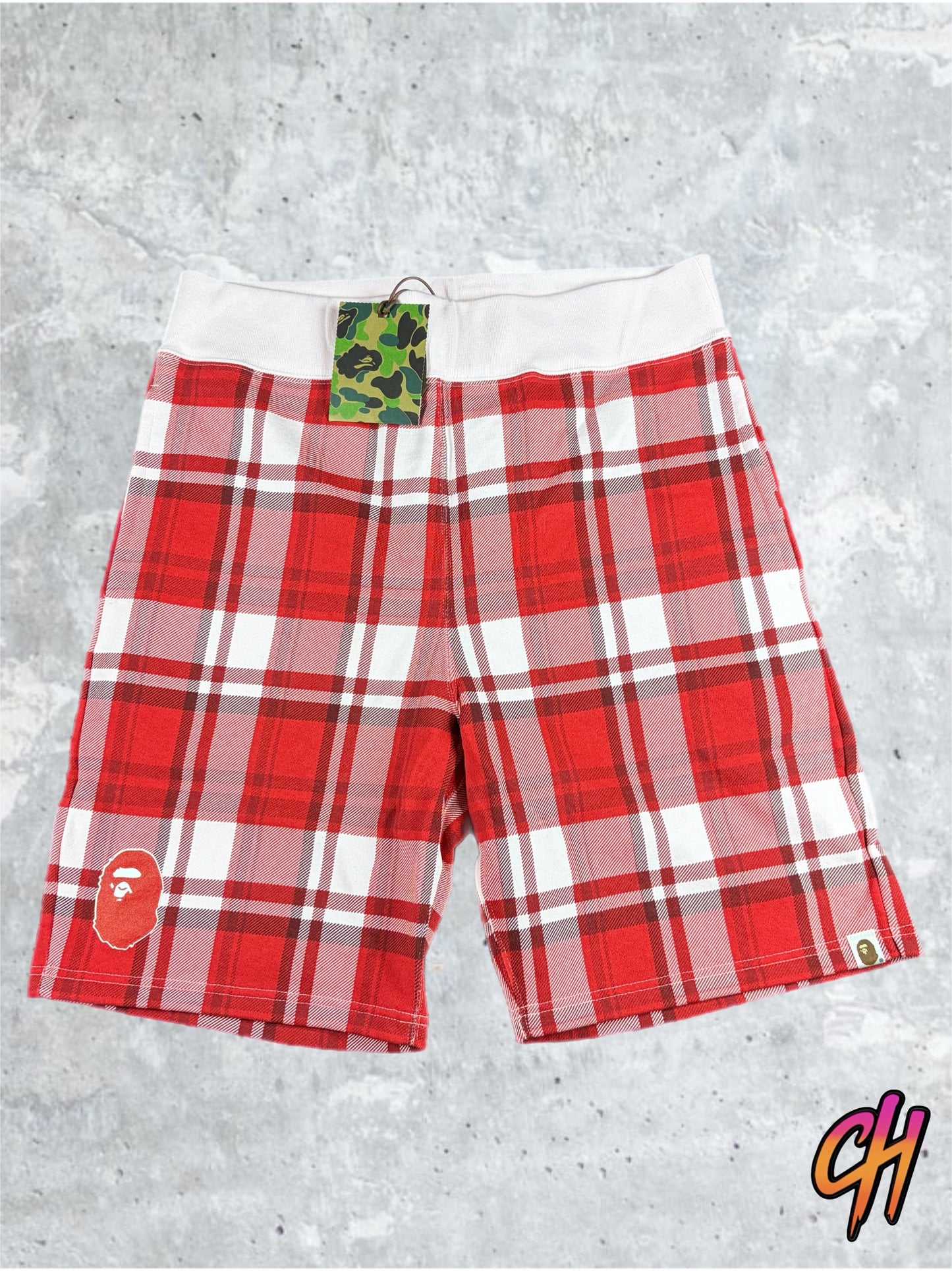 BAPE London Exculsive Red Check Sweatshorts Size XL