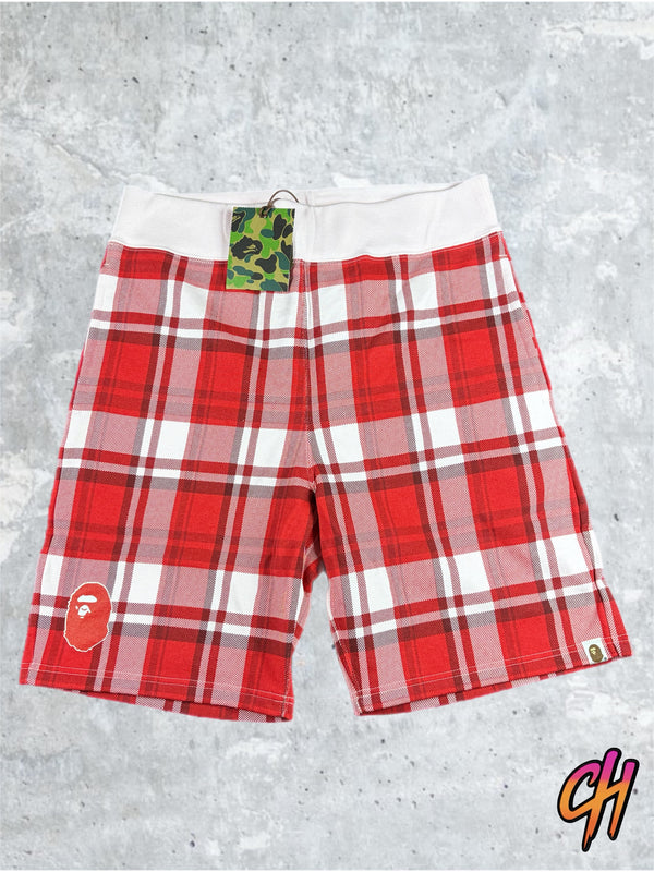 BAPE London Exculsive Red Check Sweatshorts Size Medium