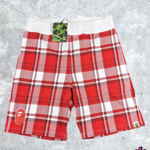 BAPE London Exculsive Red Check Sweatshorts Size Medium