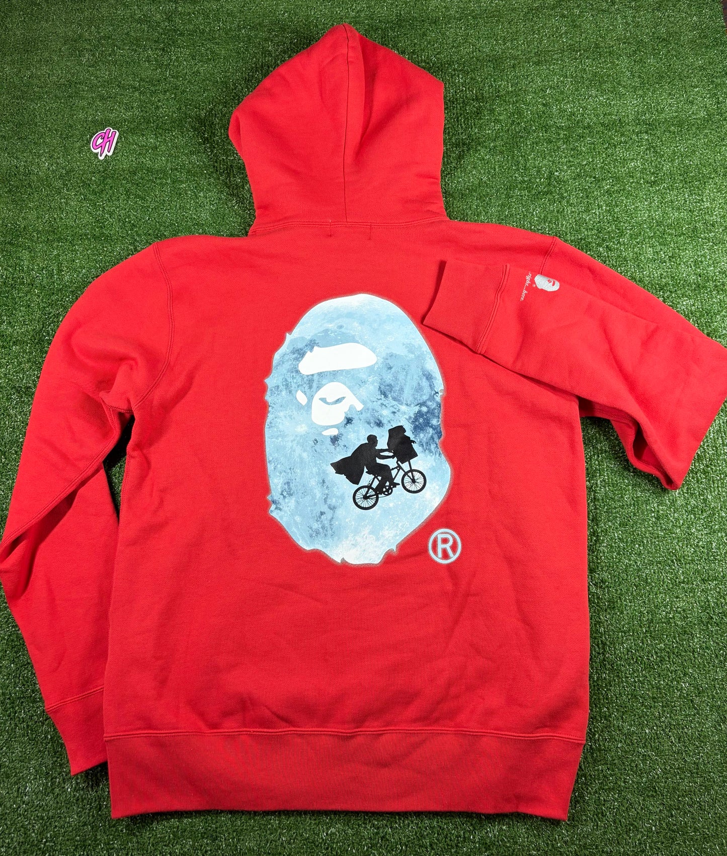 Bape X E.T. Ape Head Red Full Zip-Up Hoodie Size XL
