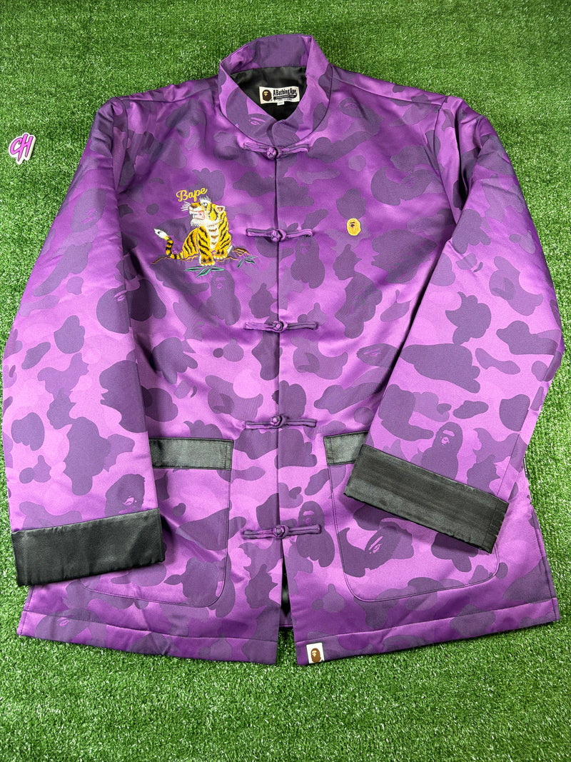 Bape Purple Camo Tiger Padded China Jacket Size XL