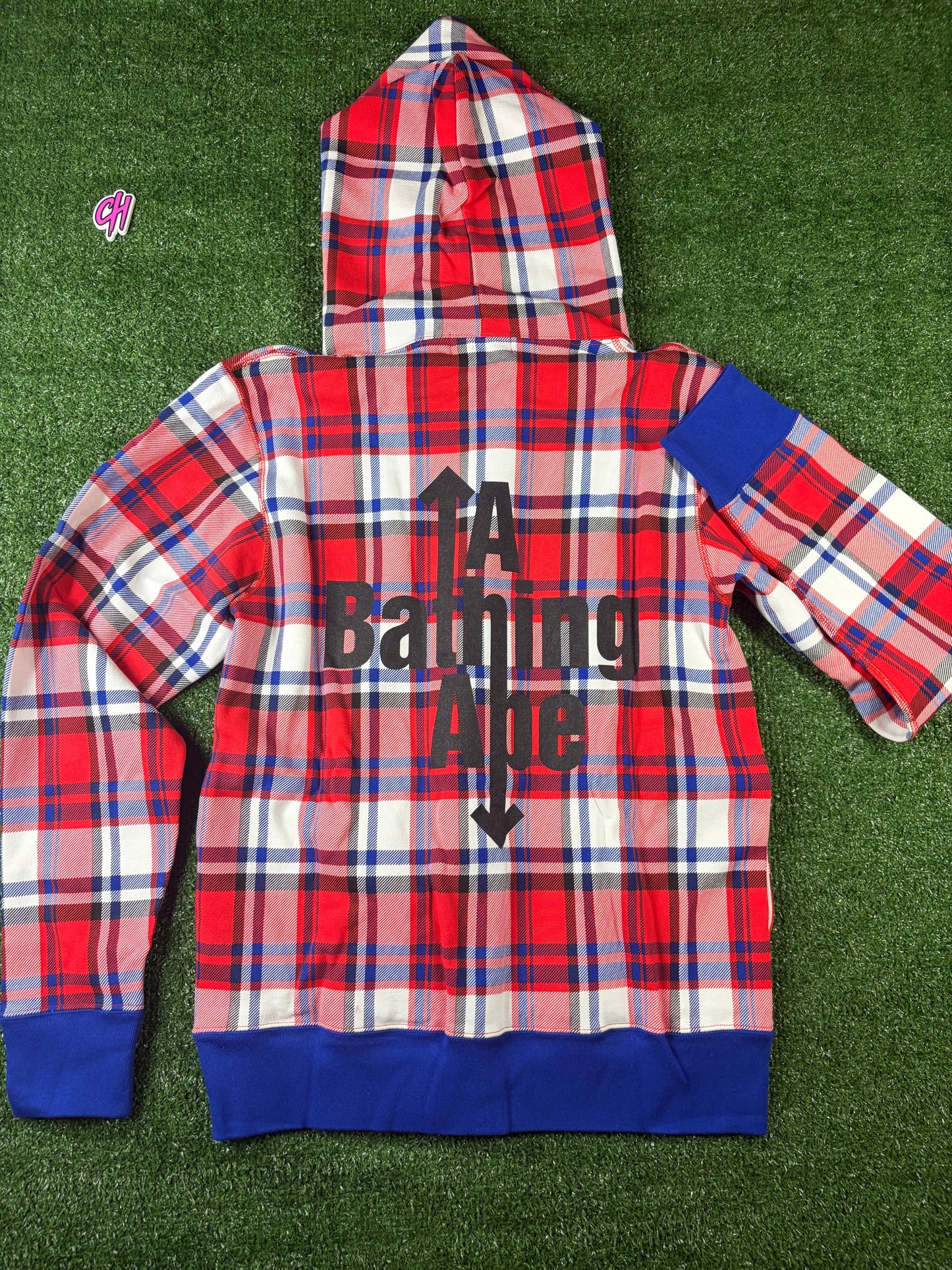 Bape London Plaid Check Wide Pullover Hoodie Size XXL