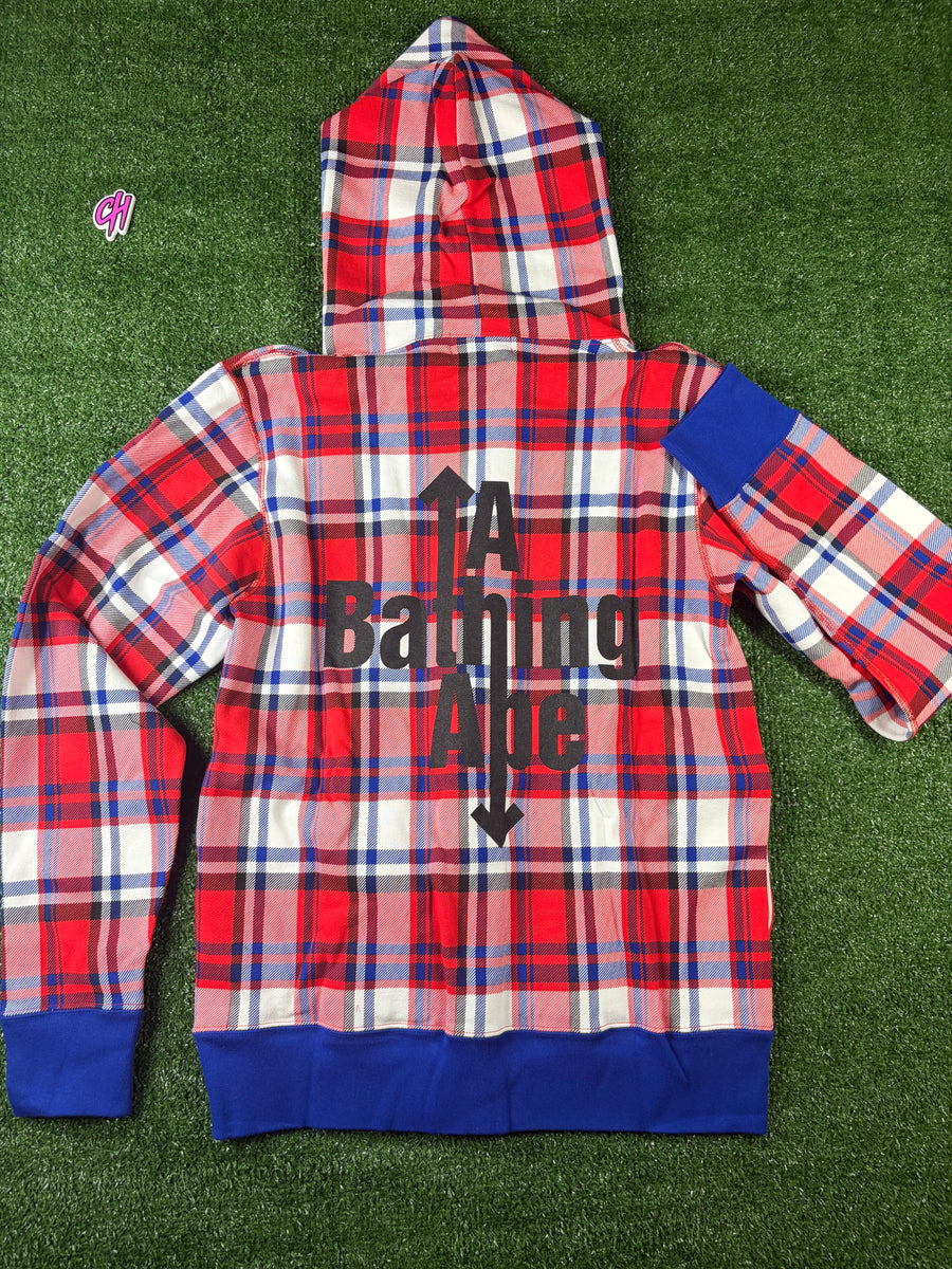 Bape London Plaid Check Wide Pullover Hoodie Size XXL