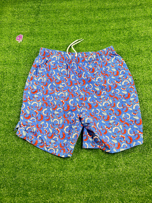 Vineyard Vines 'Shrimps' Printed Men's Blue Swimtrunks - Size Medium