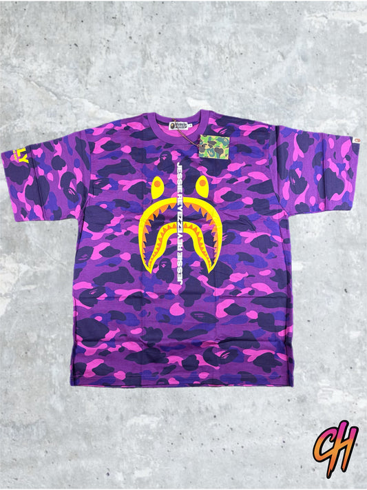 BAPE X Jessie Reyez Purple Shark Camo T-Shirt Size Large
