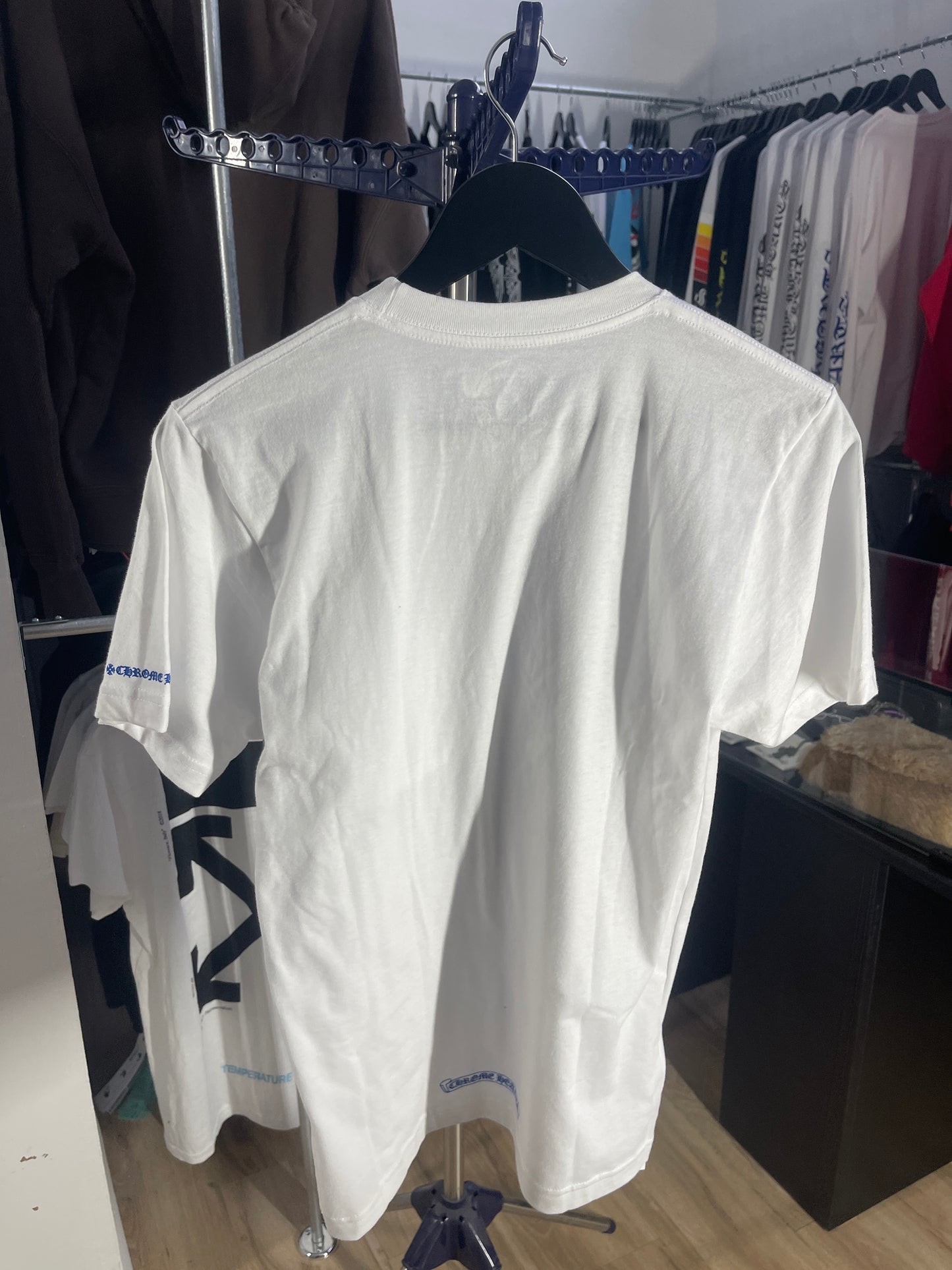 Chrome Hearts Blue Neck Logo White S/S T-Shirt - Men's Small