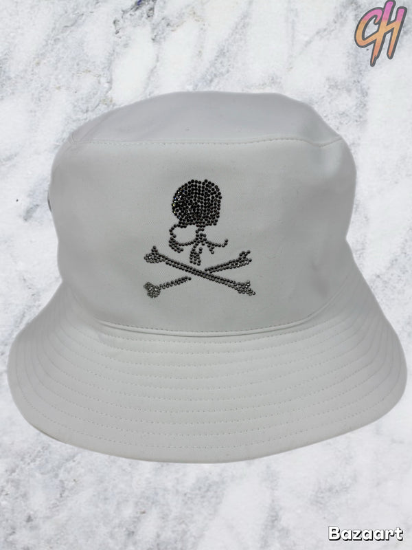 Mastermind World X Swarovski White Bucket Hat Size Large (MSRP: $800.00)