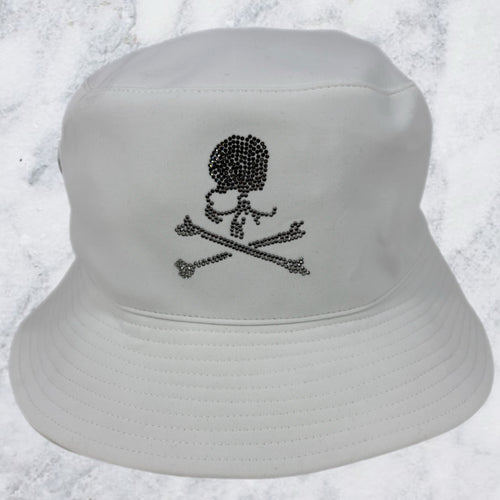 Mastermind World X Swarovski White Bucket Hat Size Large (MSRP: $800.00)