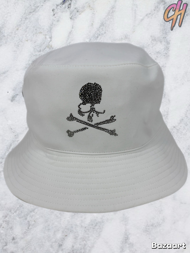 Mastermind World X Swarovski White Bucket Hat Size Medium (MSRP: $800.00)