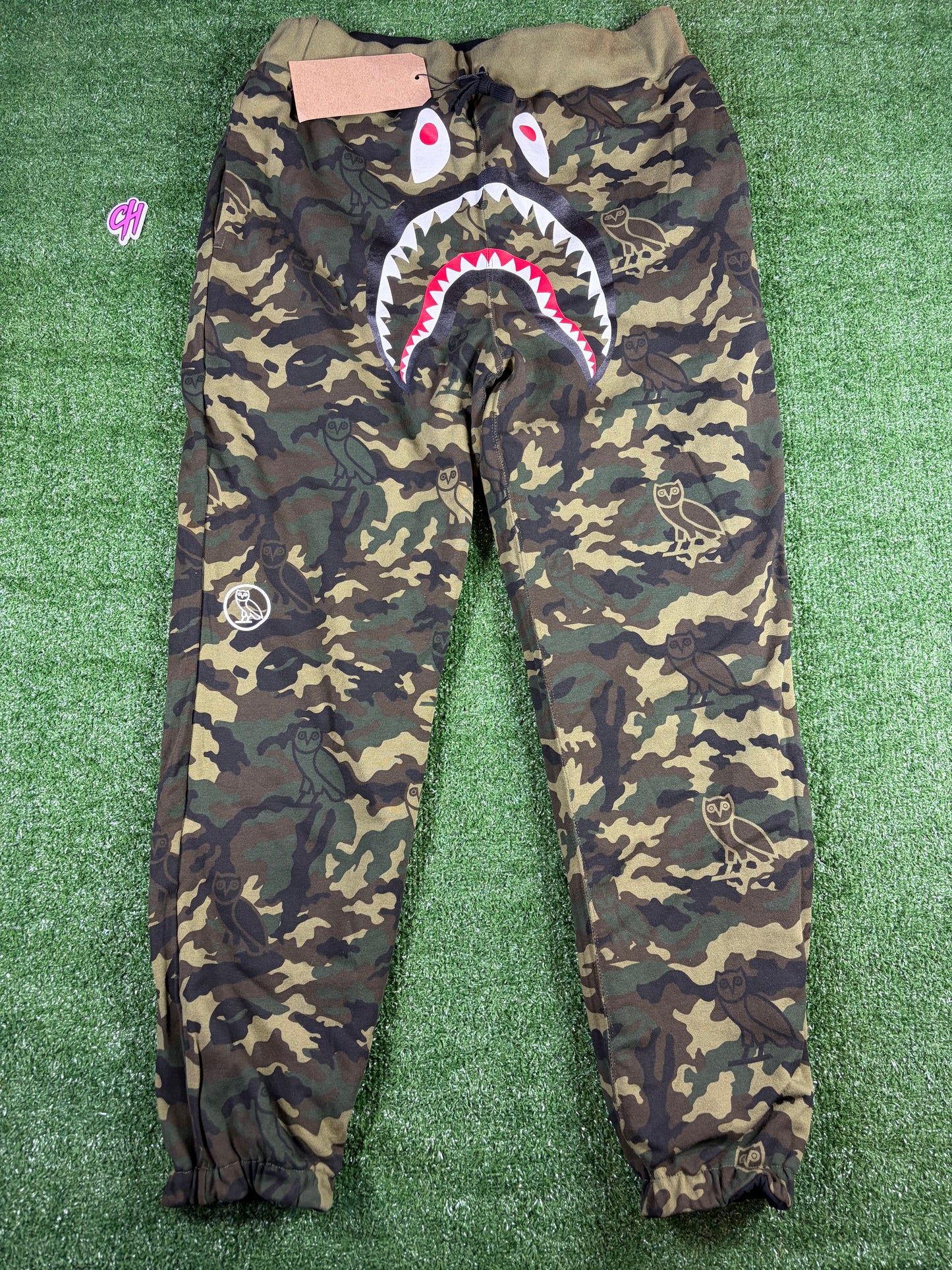 BAPE x OVO Woodland Camo Shark Reversible Sweatpants XXL