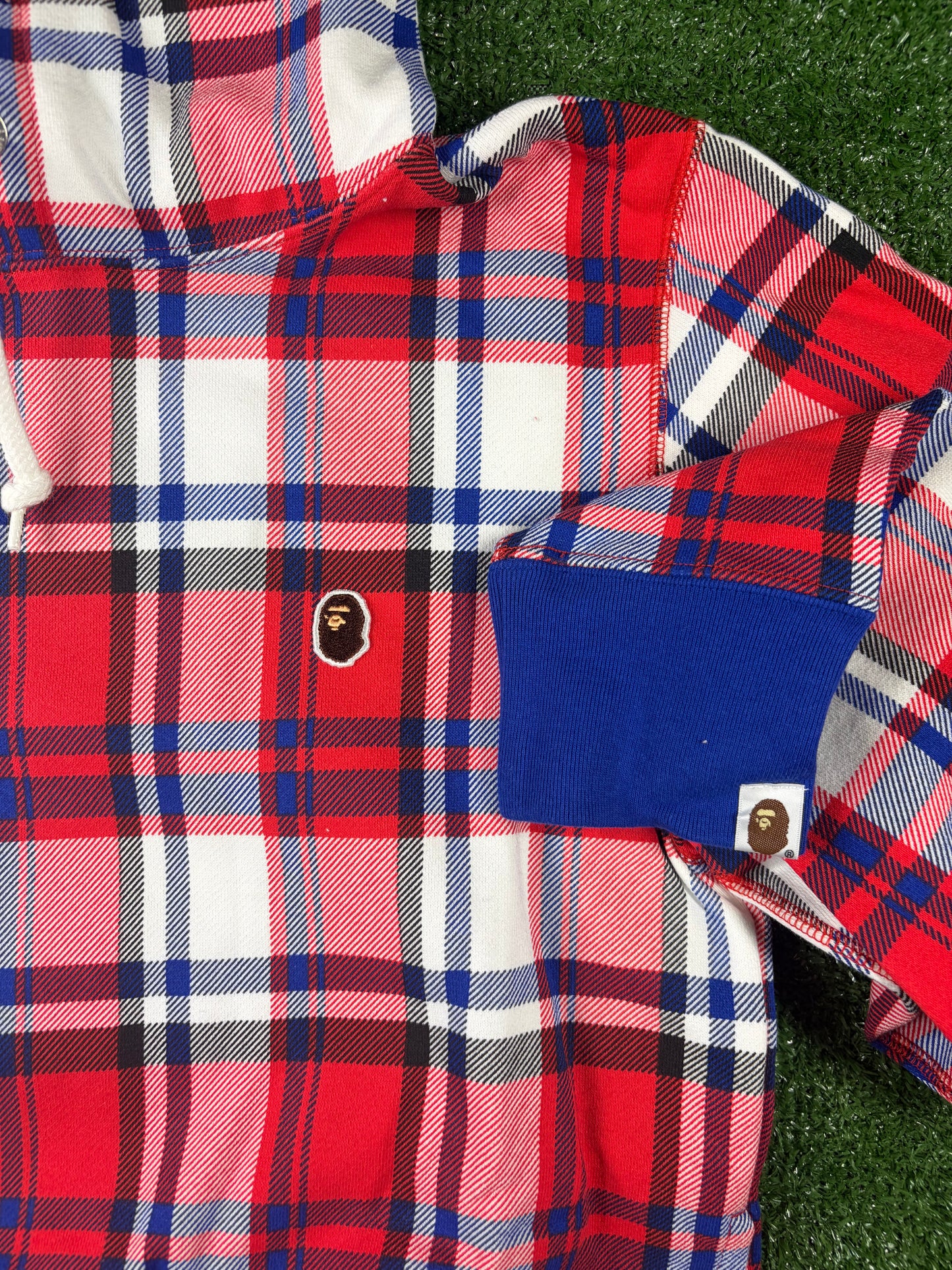 Bape London Plaid Check Wide Pullover Hoodie Size XXL