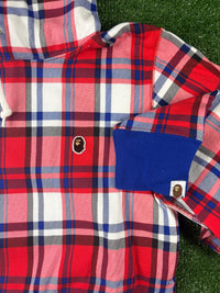 Bape London Plaid Check Wide Pullover Hoodie Size Small