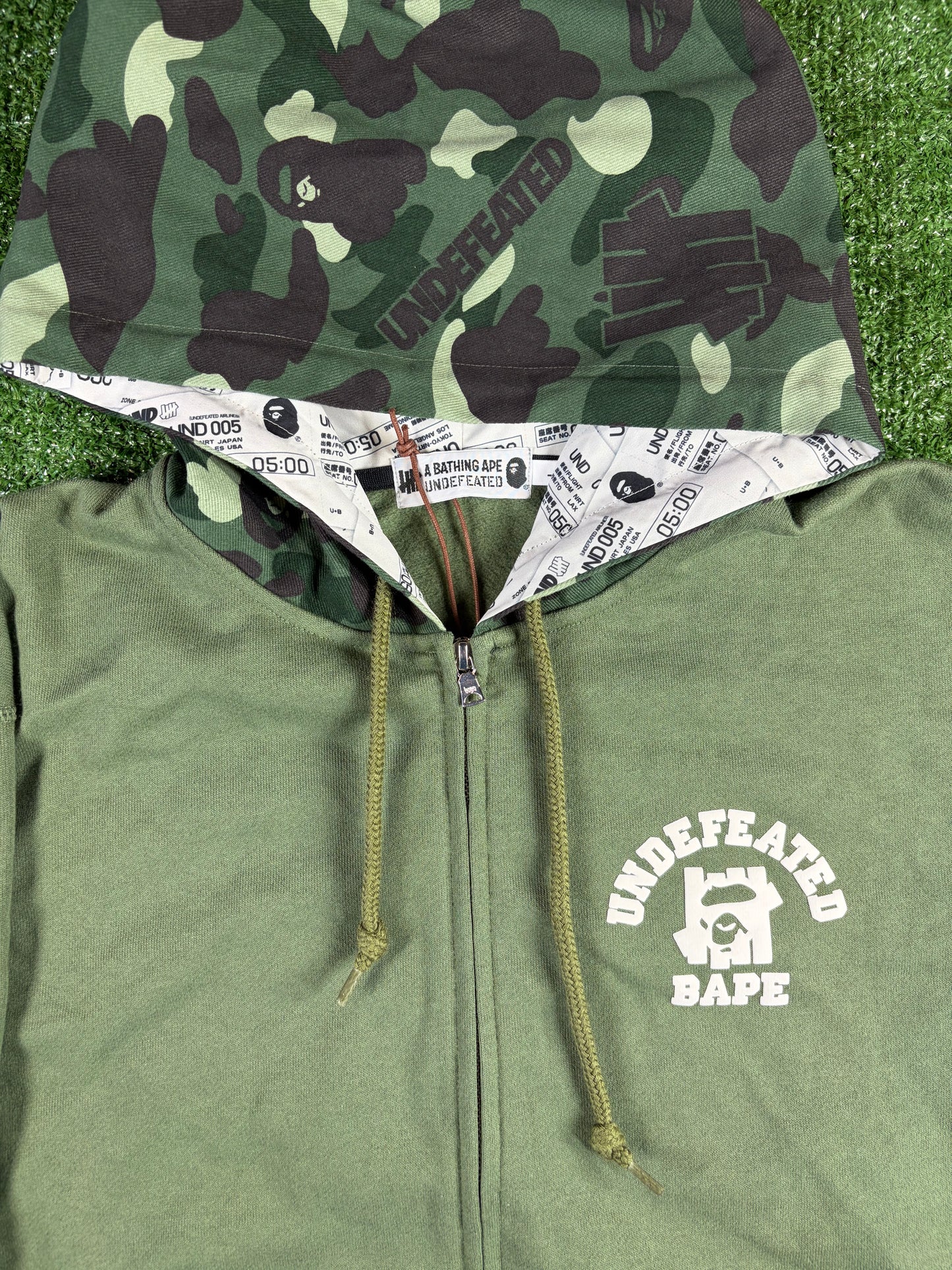 Bape X Undefeated Green Color Camo Zip-Up Hoodie Medium