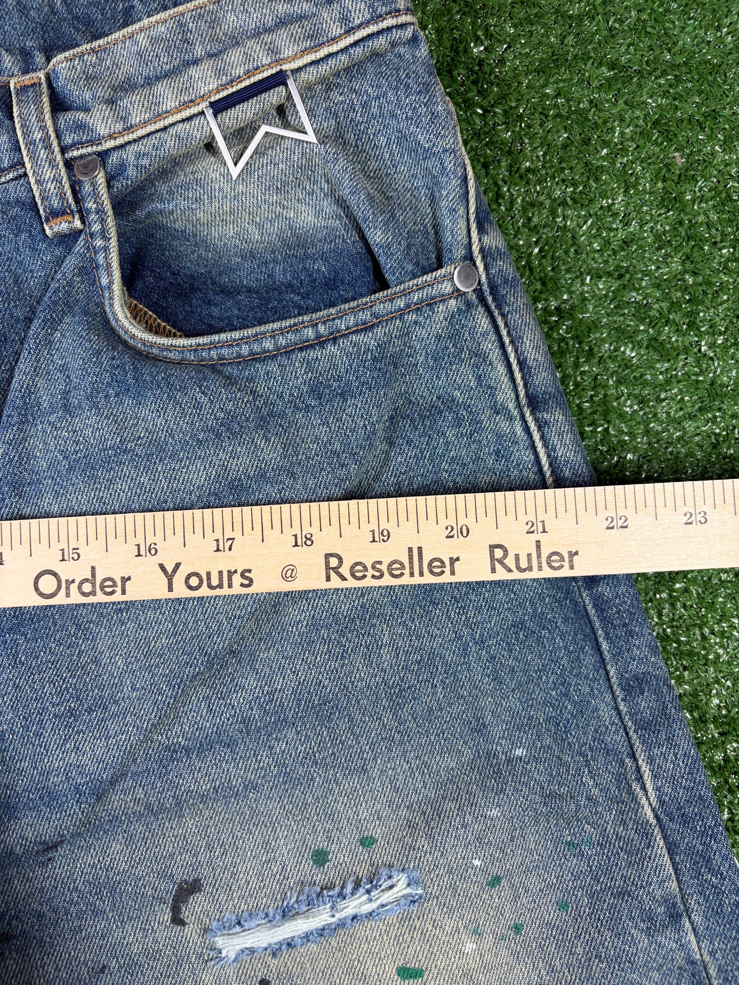 RHUDE Authentic Wide Leg Denim Indigo Jeans Mens Size 34 MSRP:$795.00